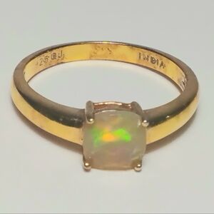 925 Silver Ethiopian Opal Gold Vermeil Ring Sz 9-1/2